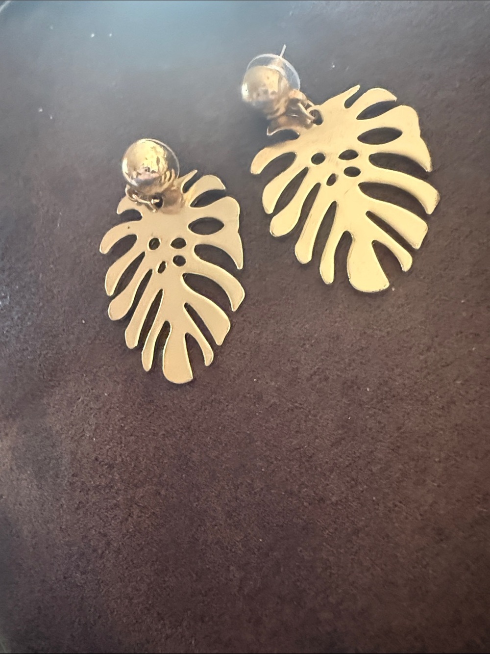 Gold Monstera Leaf Drop Earrings - Women Jewelry